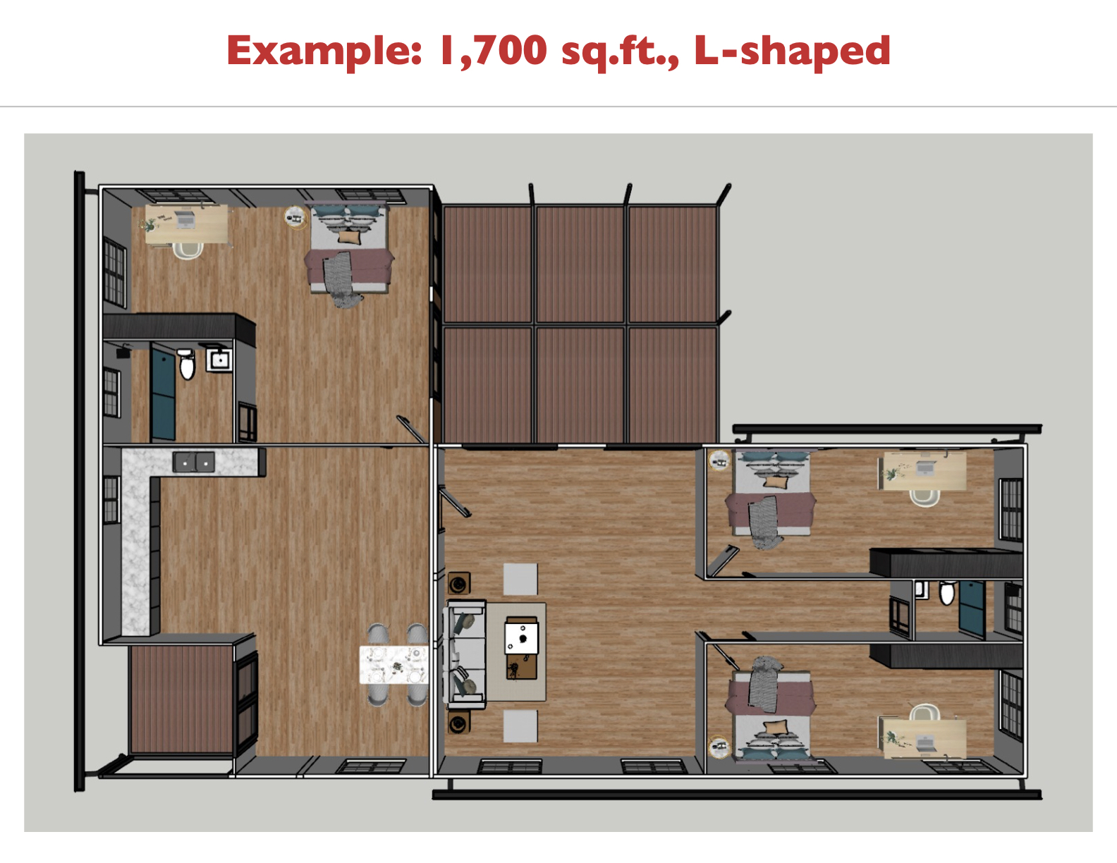 - seen: a 1,700 sq.ft. three bedroom layout with covered entry and oversized veranda.