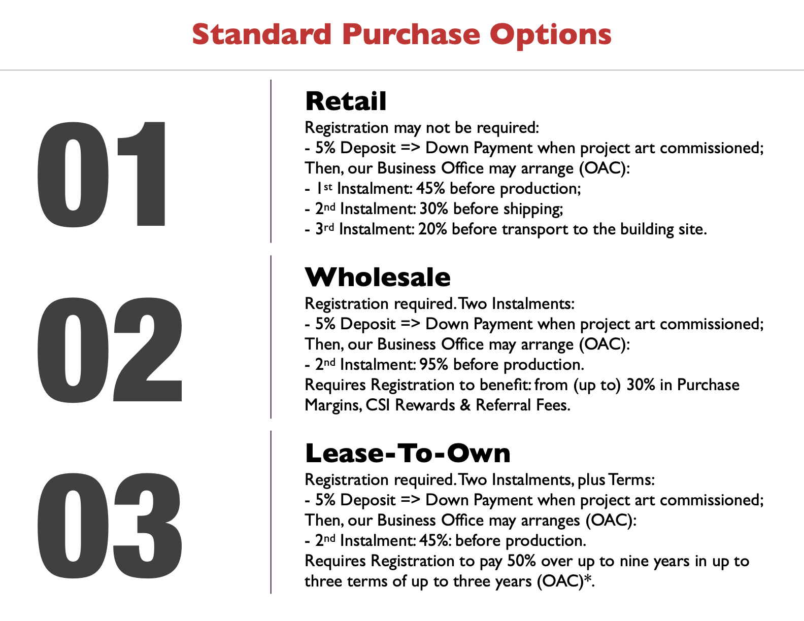 - three standard purchasing methods: earn Referral Fees, CSI Rewards and Purchase Margins (registration required).