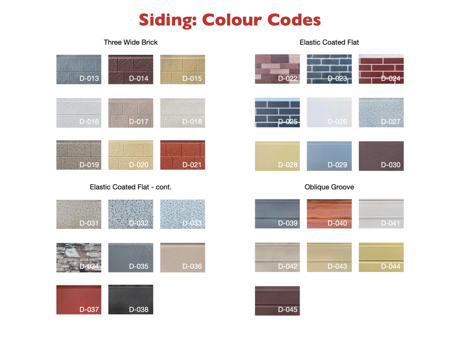- please select your Siding Code.